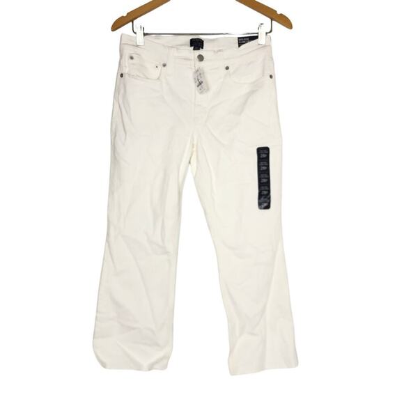 J. Crew Factory Mid Rise Flare Crop Signature Stretch Denim White NWT 28P - Picture 3 of 11